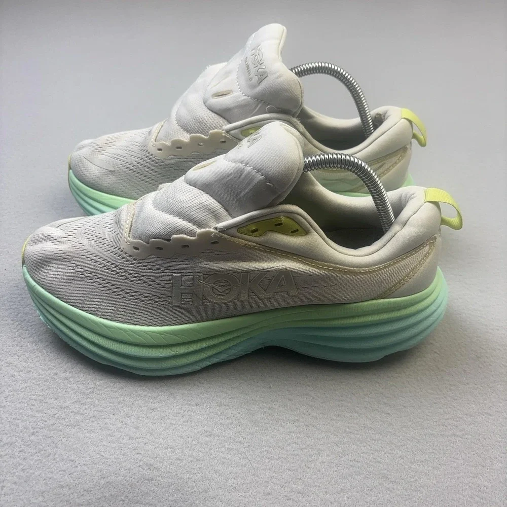 Hoka One One Bondi 8 Shoes Womens Size 9.5 White Running Sneakers 1127952 BDBSO